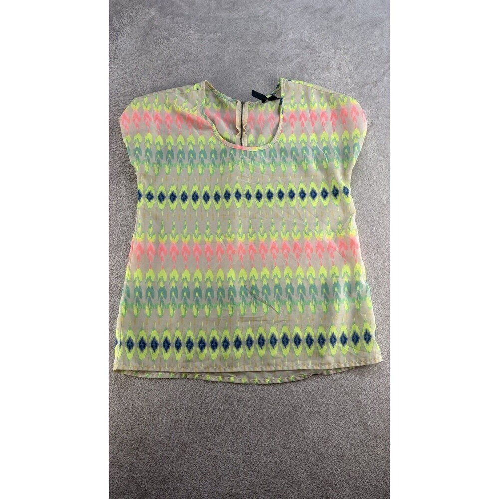 Fun & Flirt Sheer Sleeveless Top Womens Small Multicolor Casual